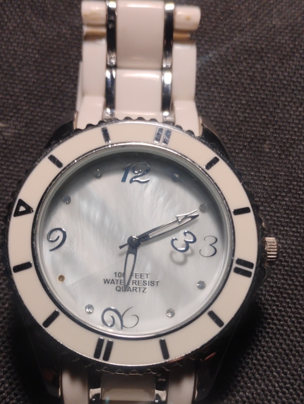 Women's Cream Ceramic Accent Watch - Quartz Water Resistant
